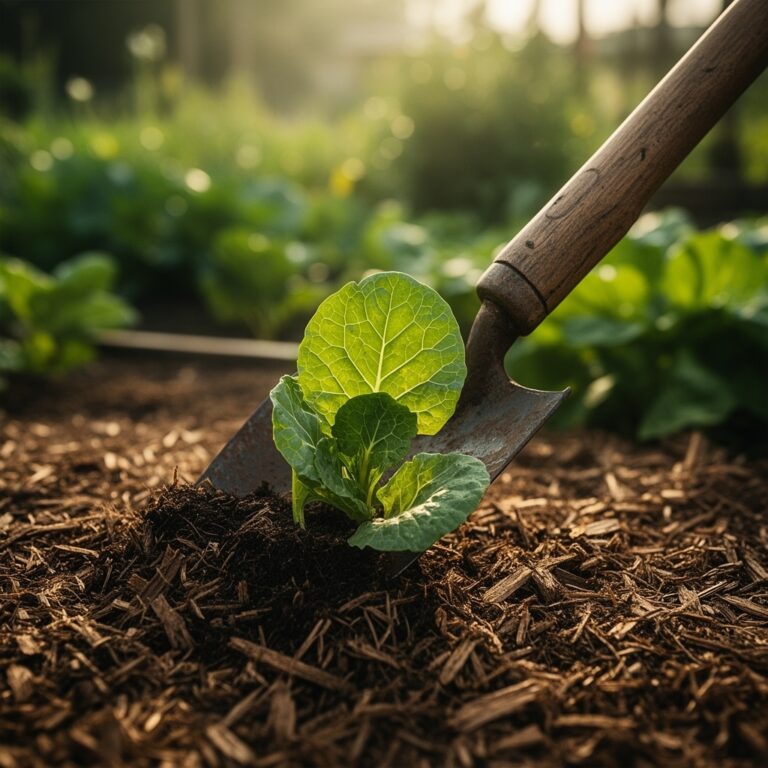 Steps for applying organic mulch to vegetable beds