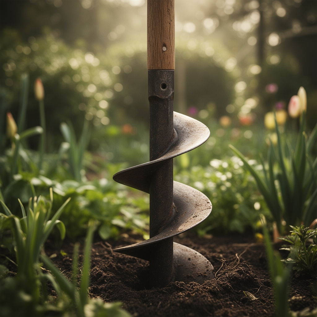 Using a garden auger for mass bulb planting