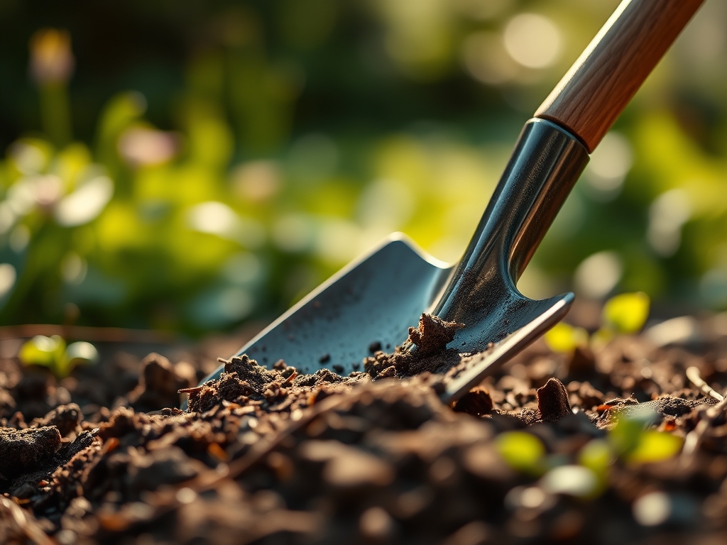 Using a shovel for artistic landscaping